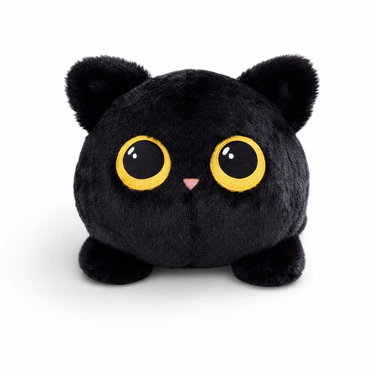 Gosedjur svart katt kawaii med stora gyllene ögon