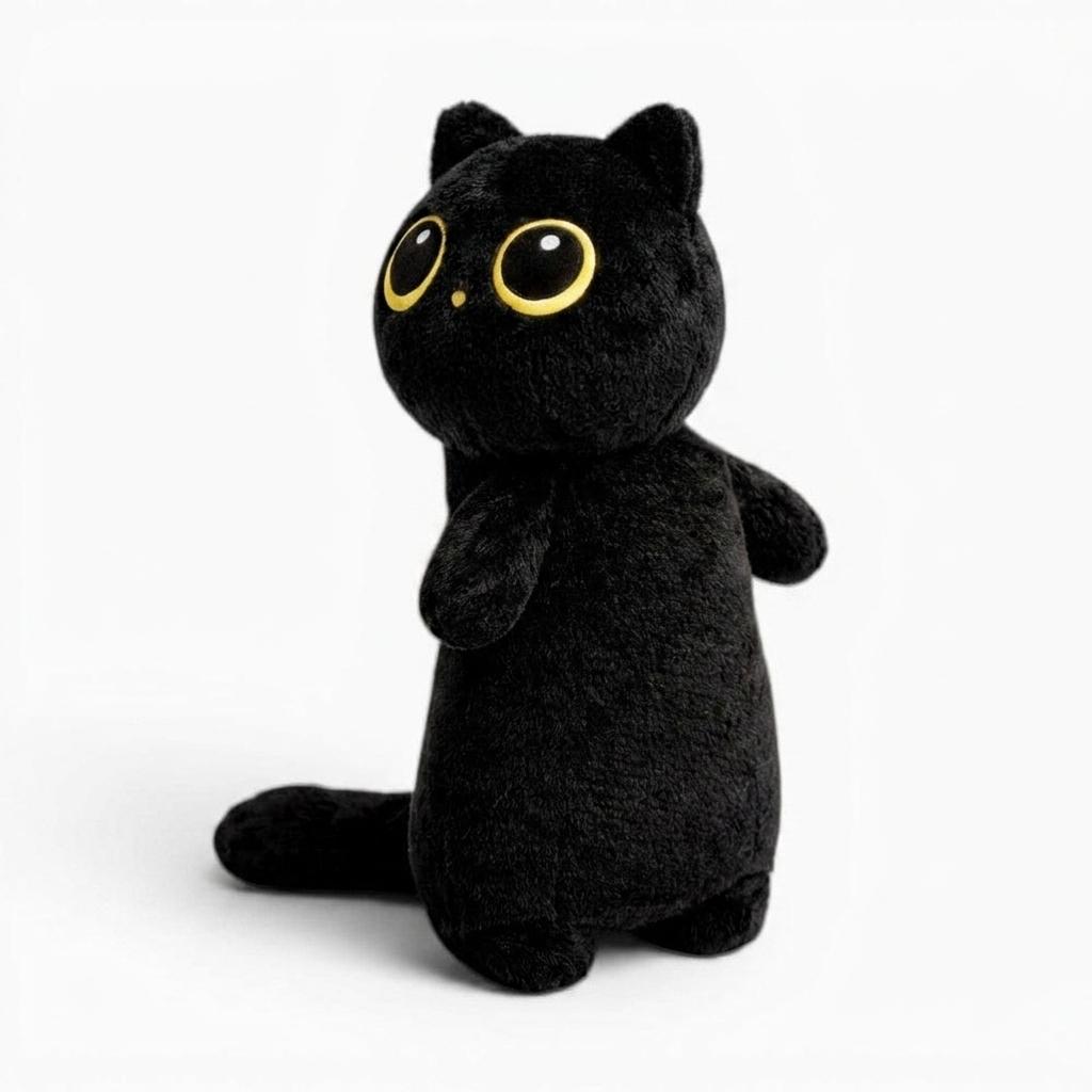 Gosedjur svart katt kawaii med stora ögon