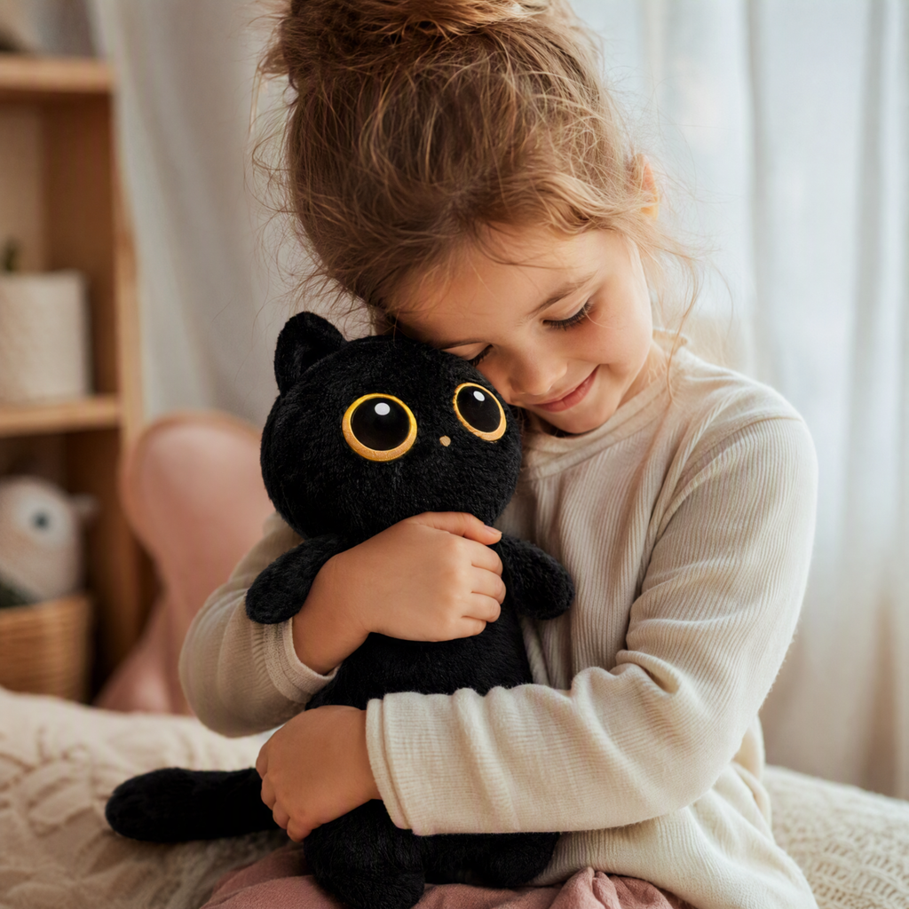 Gosedjur svart katt kawaii med stora ögon