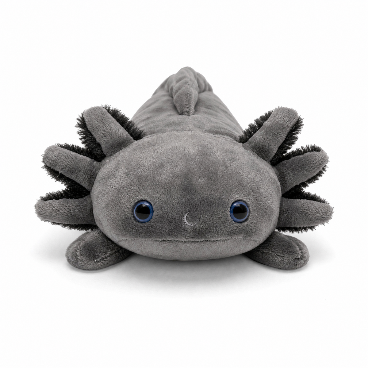 Gosedjur axolotl realistisk svart med blå ögon